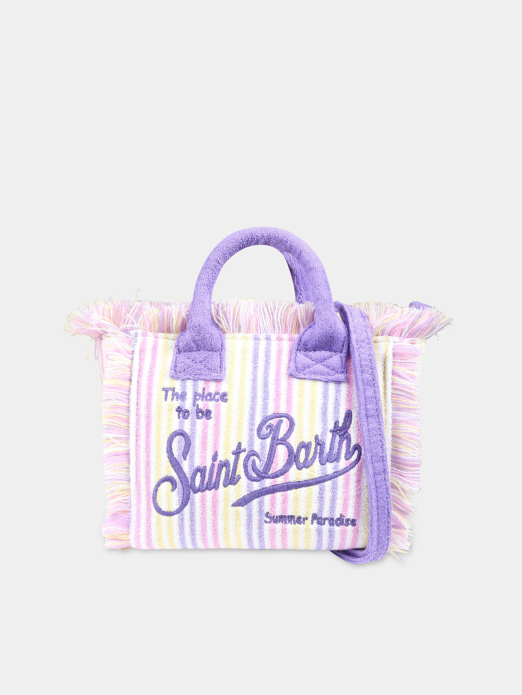 Purple beach bag for girl with logo